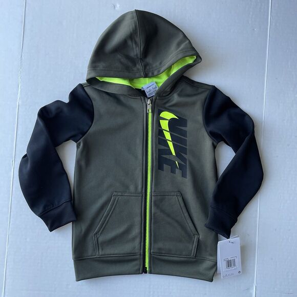 Nike Therma Fit 2Pc Track Suit Hoodie Jacket & Pants Set Boys Size 6 Cargo Khaki - Picture 2 of 9